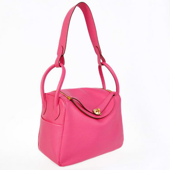 High Quality Replica Hermes Lindy 30CM Havanne Handbags 1057 Peach Leather Golden Hardware